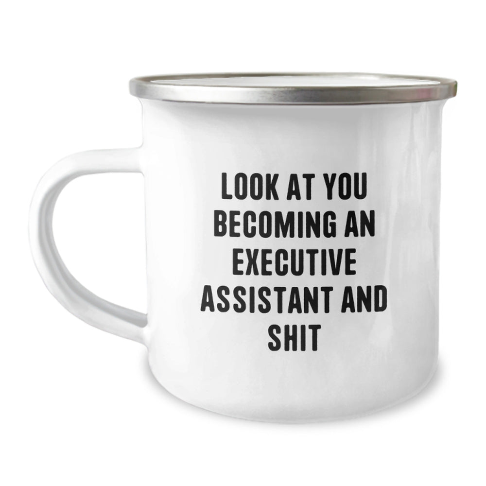 Funny Executive Assistant Gifts from Friends, Inspirational Quote on Camping Mug for New Grad, Gifts for Her or Him - Image 1
