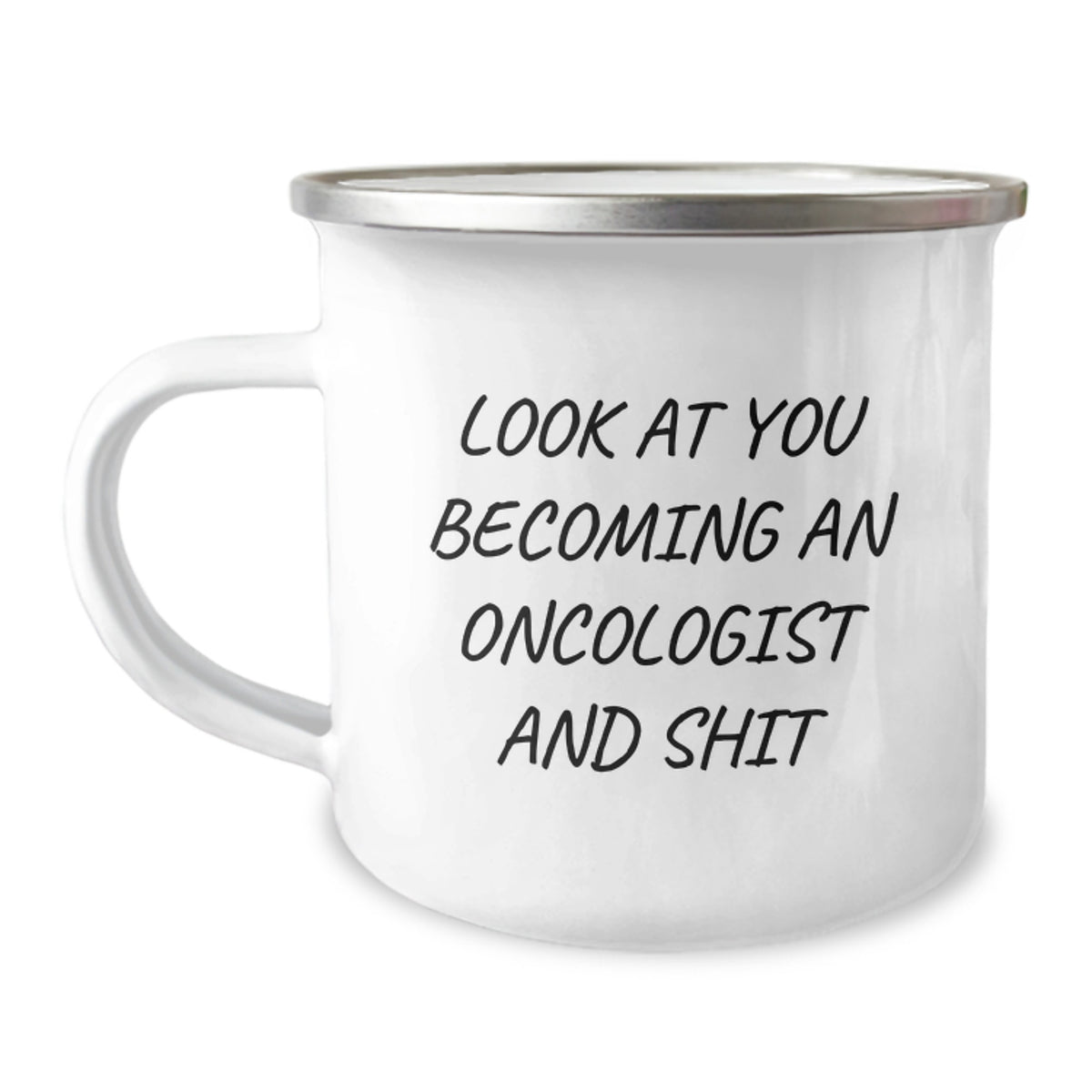 Oncologist Gifts for Men, Funny Quote Camping Mug, 12 oz Stainless Steel with Enamel Finish, Gifts from Family, Friends, Coworkers, Graduation Unique Gifts for Oncologist - Image 1