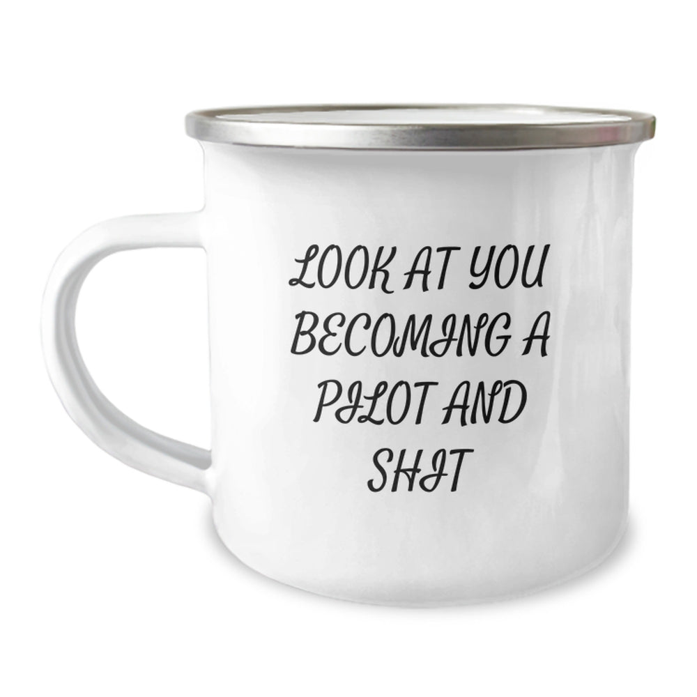Pilot Gifts from Friends - Unique Camping Mug for Men or Women Graduates Becoming Pilots and Stuff, Funny Quote Inside - Image 1