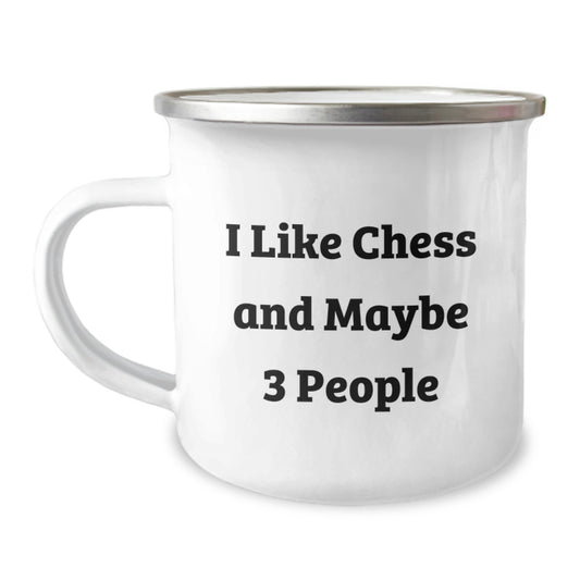 Funny Chess Gifts for Men from Friends - 12 oz Camping Mug with Enamel Finish, Perfect Graduation Unique Gifts for Chess Lovers - Image 1