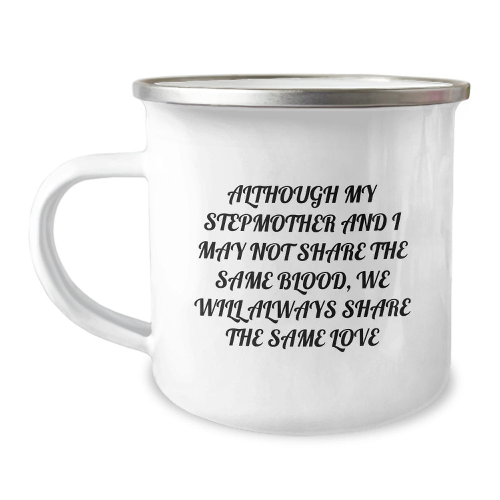 Heartwarming Stepmother Love Gifts from Family for Graduation, Funny Camping Mug Quote, 12 oz Stainless Steel with Enamel Finish - Image 1