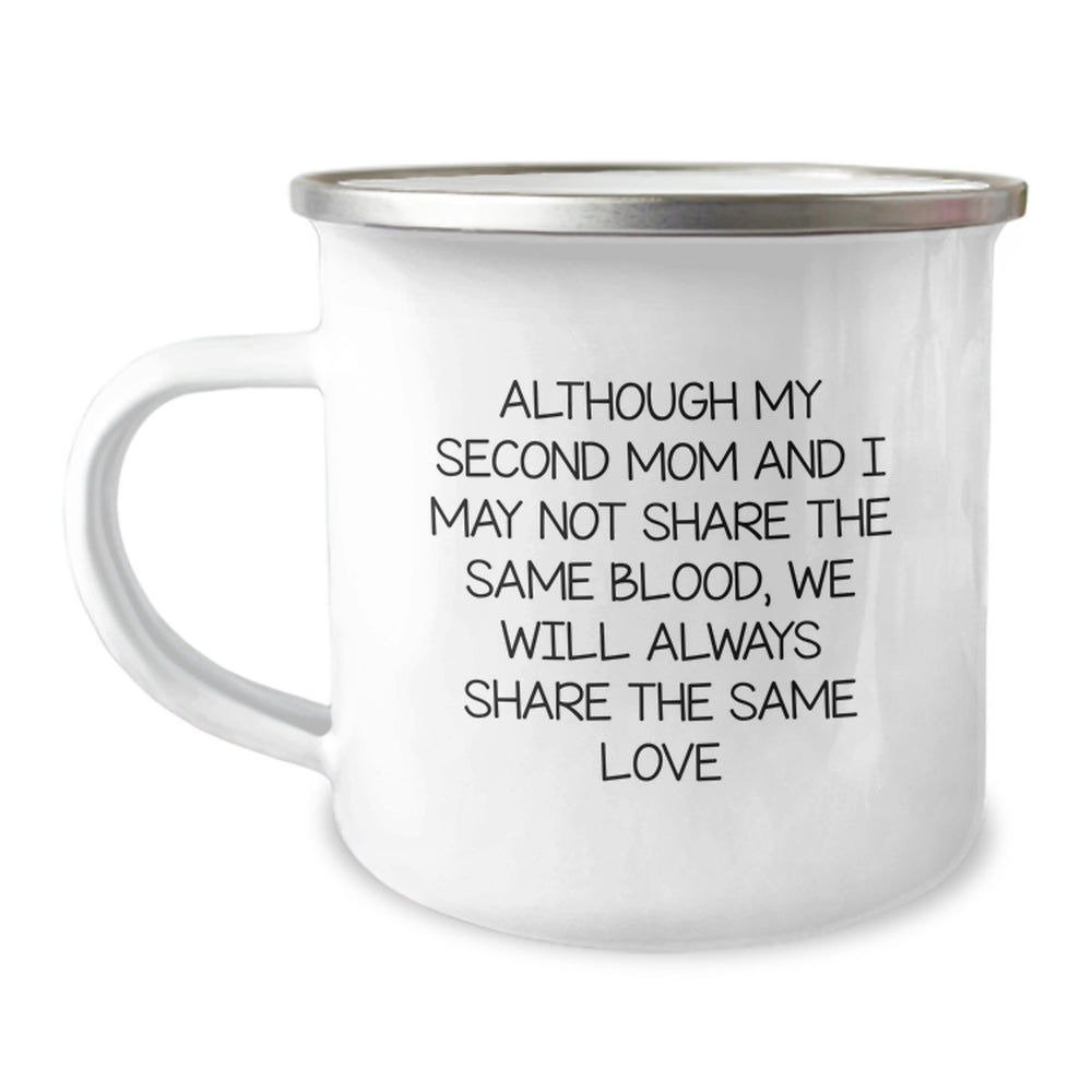 Second Mom Gifts for Graduation, Funny 'Second Mom' Quote Camping Mug, 12 oz Stainless Steel Enamel Finish, Gifts from Family to Second Mom, Gifts for Second Mom - Image 1