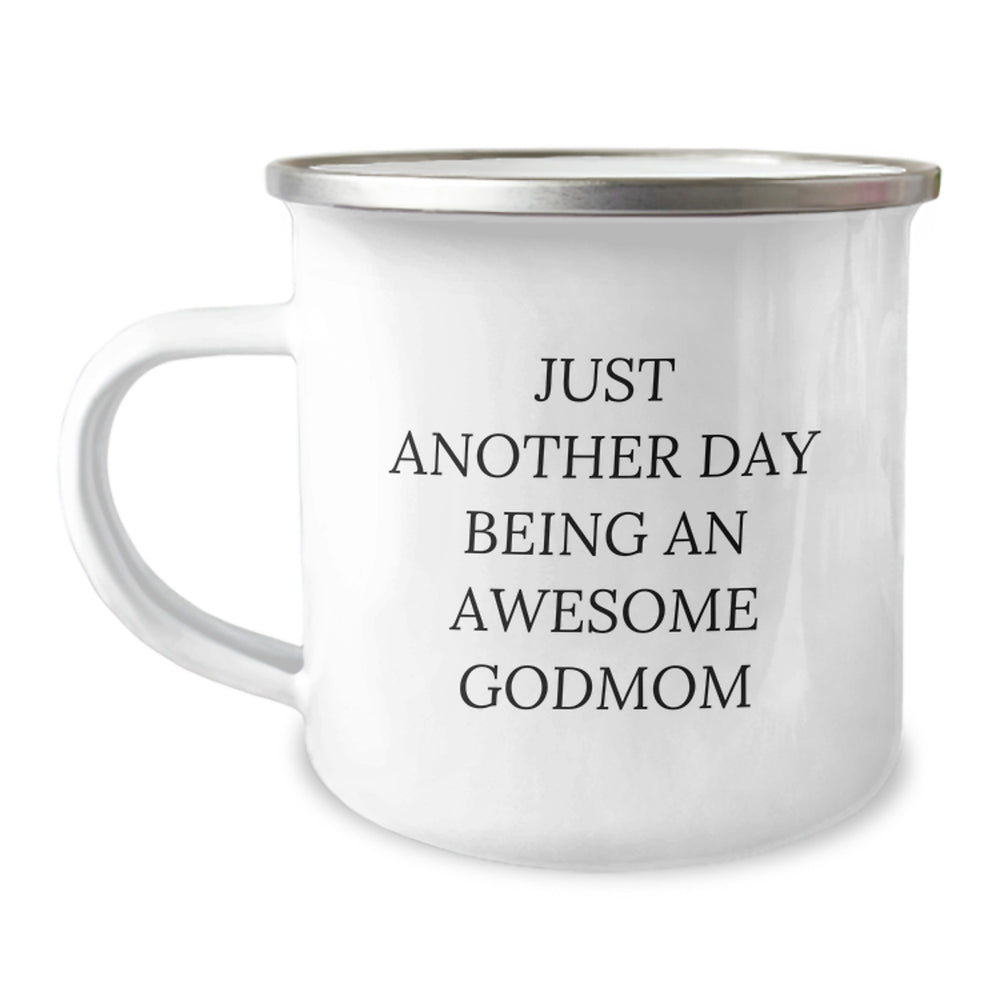 Awesome Godmom Gifts from Family, Just Another Day Being An Awesome Godmom Camping Mug for Graduation - Image 1