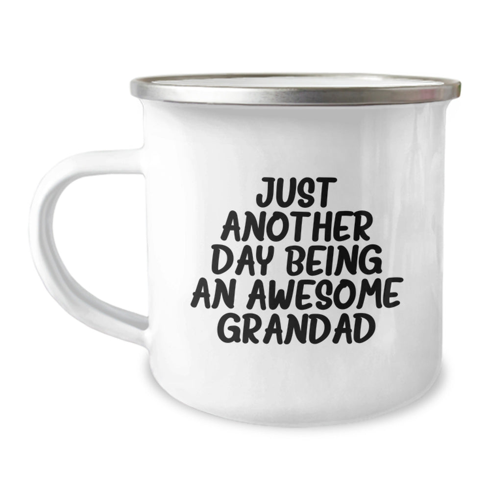 Funny Grandad Gifts for Men from Family, Just Another Day Being An Awesome Grandad Camping Mug for Graduation Unique Gifts - Image 1