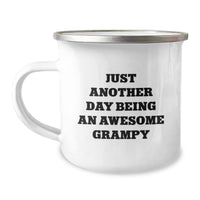 Load image into Gallery viewer, Funny Grampy Gifts for Men - Just Another Day Being An Awesome Grampy Enamel Camping Mug, Gifts from Family for Grampy&#39;s Graduation - Image 1
