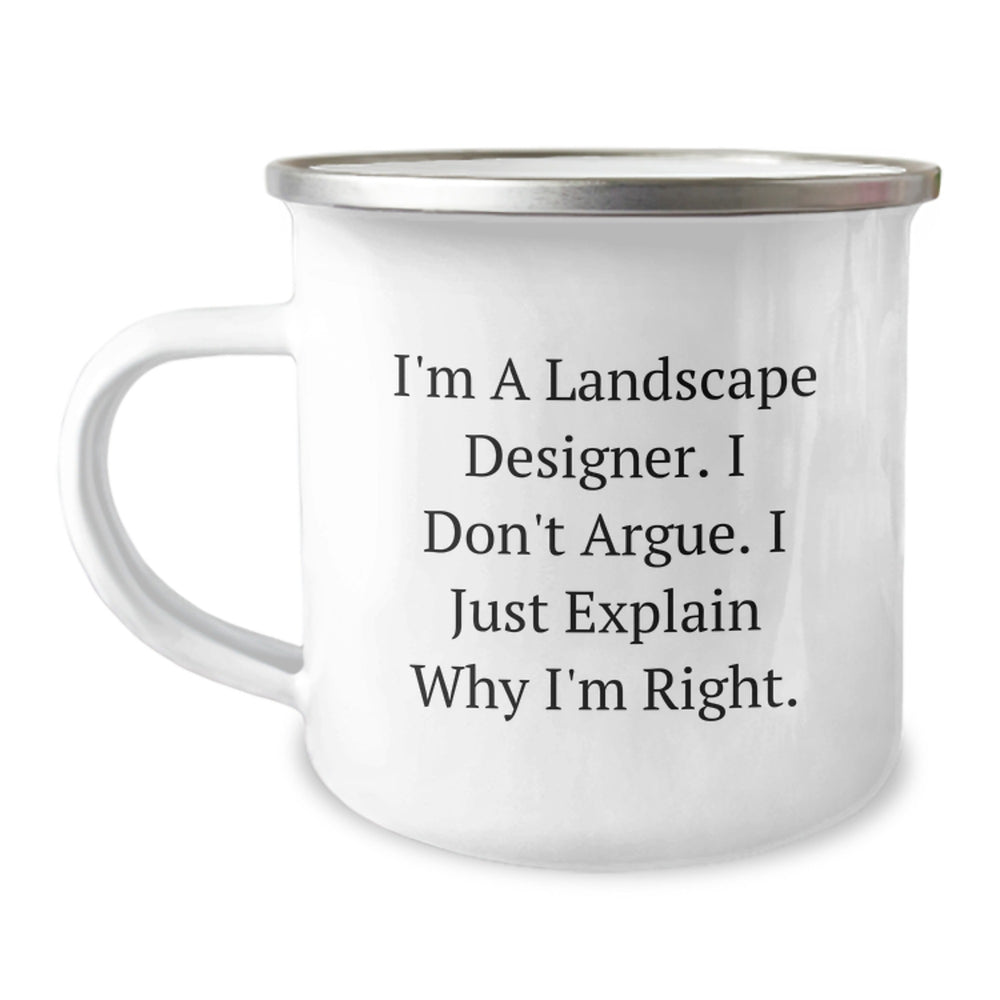 Landscape Designer Gifts from Friends - Funny Quote Camping Mug, 12 oz Stainless Steel with Enamel Finish, Graduation Unique Gifts for Landscape Designer Men - Image 1