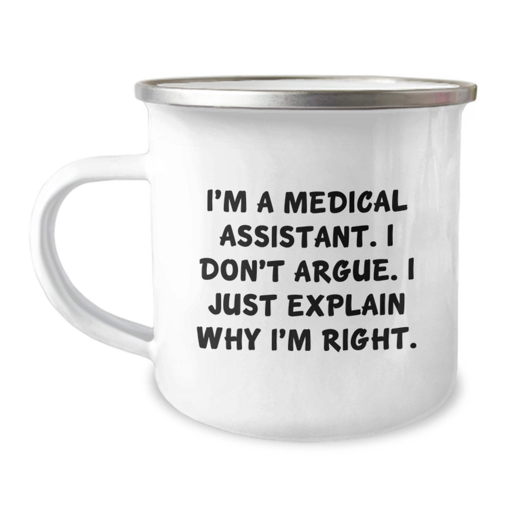 Funny Medical Assistant Gifts from Friends, Gifts for Medical Assistant Men, 12 oz Stainless Steel Camping Mug - Image 1