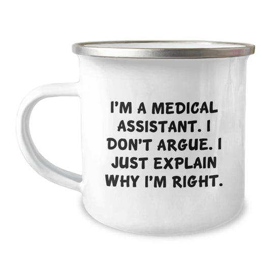 Funny Medical Assistant Gifts from Friends, Gifts for Medical Assistant Men, 12 oz Stainless Steel Camping Mug - Image 1