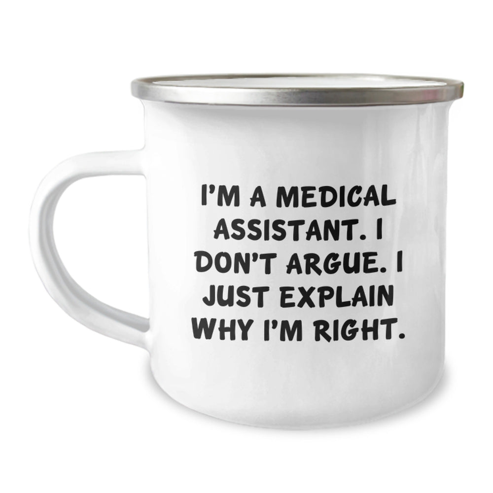 Funny Medical Assistant Gifts from Friends, Gifts for Medical Assistant Men, 12 oz Stainless Steel Camping Mug - Image 1