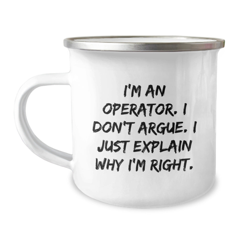 Operator's Proud, Funny Gifts from Friends for Operators, Graduation Unique Gifts, 12 oz Camping Mug - Image 1