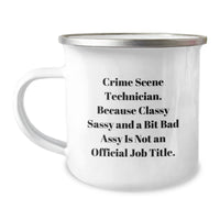 Load image into Gallery viewer, Crime Scene Technician Gifts, Funny Camping Mug for Graduation, &#39;Classy Sassy And A Bit Fearlessy&#39; Quote, Gifts from Friends, Gifts for Crime Scene Technician - Image 1

