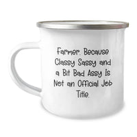 Load image into Gallery viewer, Farmer Gifts from Friends and Family - Funny &#39;Farmer. Because Classy Sassy And A Bit Fearlessy Is Not An Official Job Title.&#39; Camping Mug for Men and Women - Image 1
