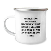 Load image into Gallery viewer, Marketing Manager Gifts, Funny Quote Camping Mug, Graduation Unique Gifts from Friends, Family or Coworkers to Marketing Manager - Image 1
