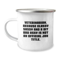 Load image into Gallery viewer, Veterinarian Gifts from Friends, Unique Camping Mug for Graduation, Funny Quote, 'Because Classy Sassy And A Bit Fearlessy Is Not An Official Job Title.' - Image 1
