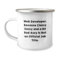 Load image into Gallery viewer, Funny Web Developer Gifts from Friends - Web Developer Camping Mug, Personalized Quote, 12 oz Stainless Steel Enamel Finish, Graduation Unique Gifts for Men, Women, Coworkers - Image 1
