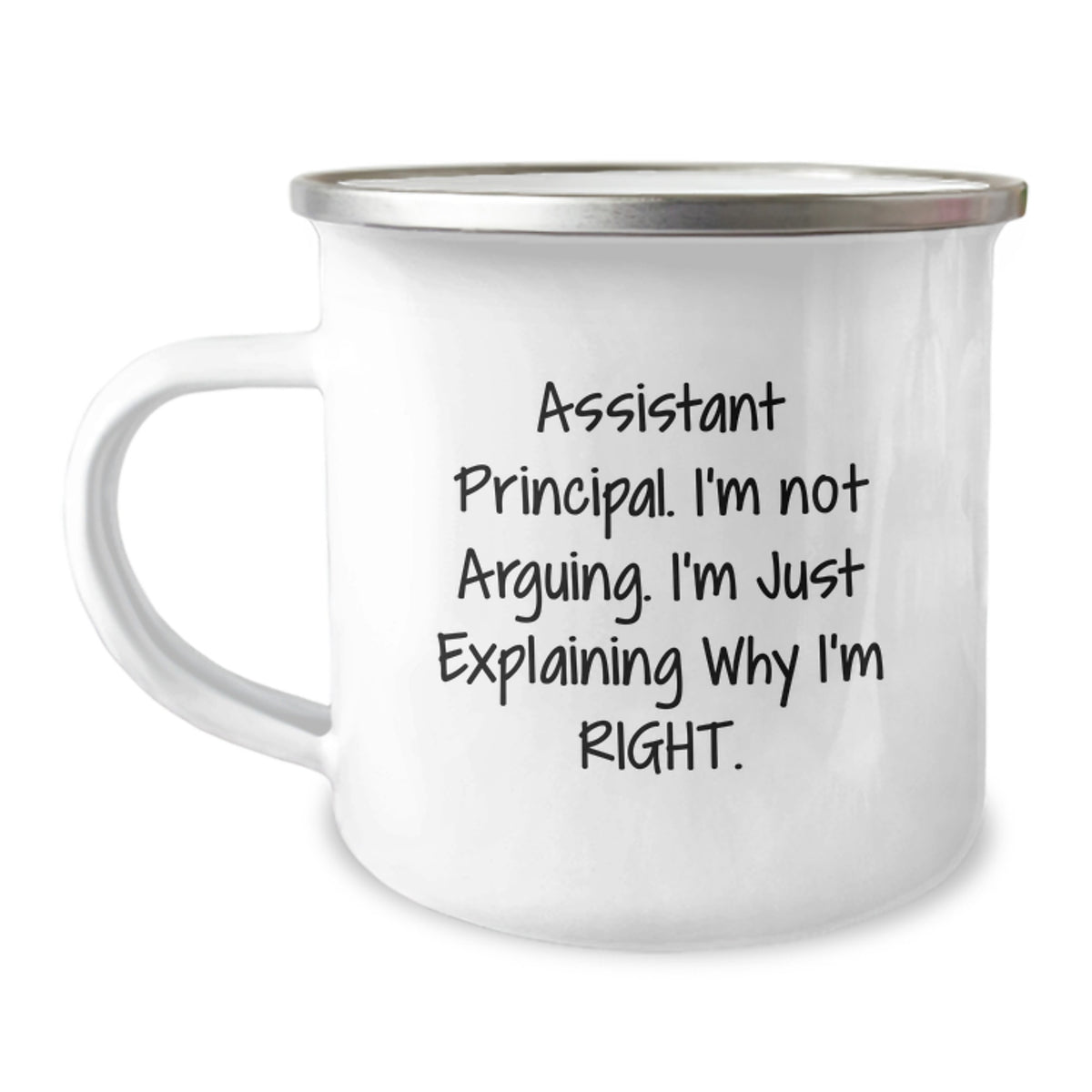 Assistant Principal Gifts from Friends - Funny Camping Mug for Assistant Principal's Graduation, I'm Not Arguing. I'm Just Explaining Why I'm Right., 12 oz Stainless Steel with Enamel Finish - Image 1