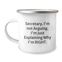 Load image into Gallery viewer, Secretary Humor Gifts for Men from Coworkers, Funny Camping Mug for Birthday, &#39;I&#39;m Not Arguing, I&#39;m Just Explaining Why I&#39;m Right&#39;, 12 oz Stainless Steel with Enamel Finish - Image 1
