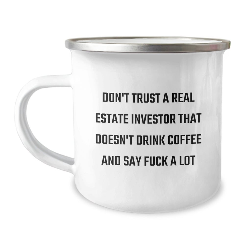 Funny Real Estate Investor Gifts, Camping Mug for Birthday, Gifts from Friends and Family for Real Estate Investors Who Drink Coffee and Say F*ck, 12oz Stainless Steel - Image 1