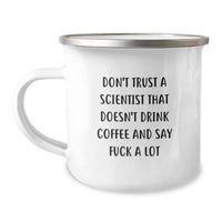 Load image into Gallery viewer, Funny Scientist Gifts: Inspirational Camping Mugs for Scientists, Gifts from Friends, and Gifts for Him - Don&#39;t Trust a Scientist - Image 1
