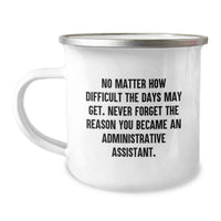 Load image into Gallery viewer, Funny Administrative Assistant Gifts for Her from Friends - Camping Mug for Birthday - Never Forget the Reason You Became an Admin Assistant - Image 1
