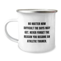 Load image into Gallery viewer, Inspirational Athletic Trainer Gifts for Men Birthday - &#39;No Matter How Difficult&#39; Camping Mug from Friends - Image 1

