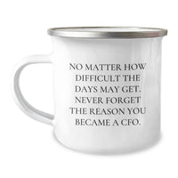 Load image into Gallery viewer, CFO Gifts, Funny Camping Mug, Birthday Unique Gifts from Friends, Gifts for CFO, No Matter How Difficult The Days May Get - Image 1
