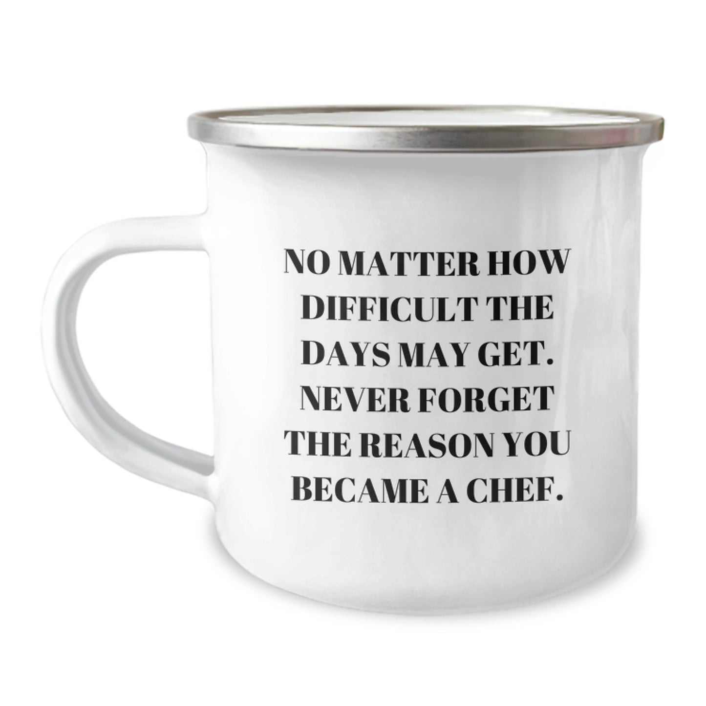 Chef's Inspirational Gifts from Friends and Family - 'Never Forget The Reason You Became A Chef' Camping Mug, Birthday Unique Gifts for Chef Men - Image 1