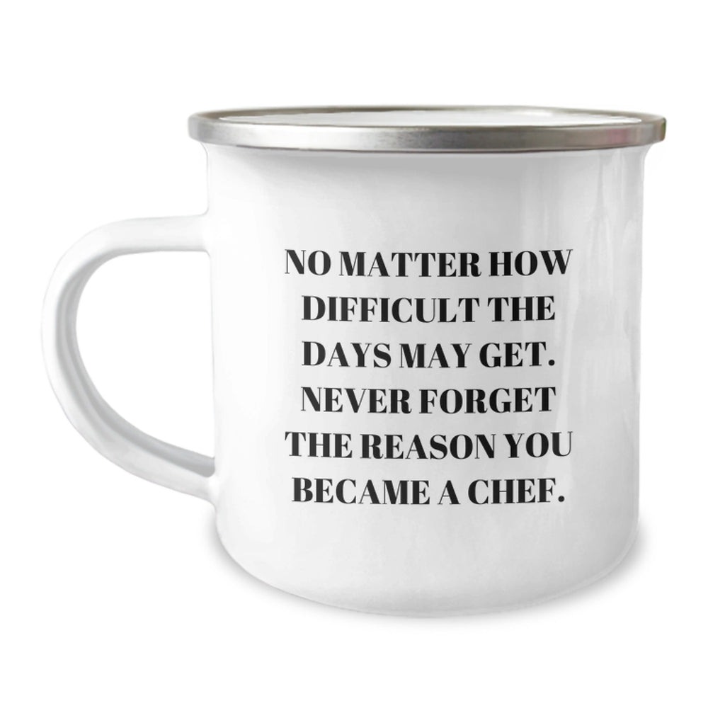 Chef's Inspirational Gifts from Friends and Family - 'Never Forget The Reason You Became A Chef' Camping Mug, Birthday Unique Gifts for Chef Men - Image 1