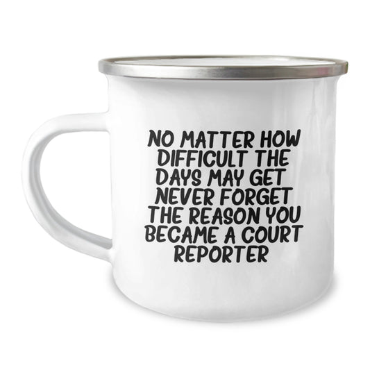 Funny Inspirational Gifts for Court Reporter from Friends this Christmas - Court Reporter Camping Mug, 12 oz Stainless Steel with Enamel Finish - Image 1
