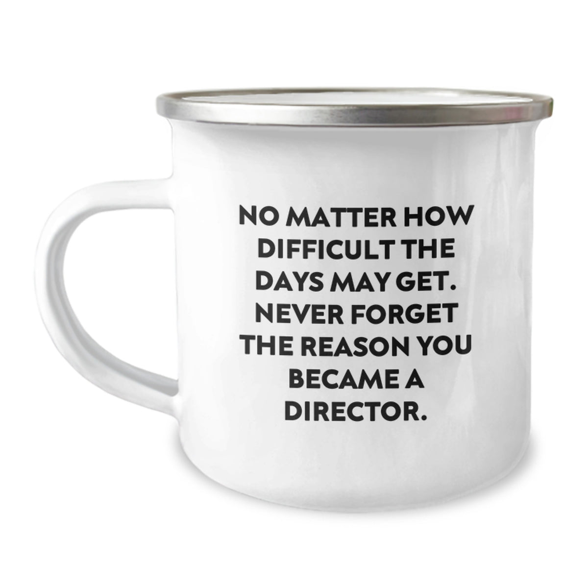 Inspiring Director Gifts from Friends, Funny Camping Mug for Birthday, 'Never Forget' Quote - Image 1