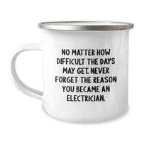 Load image into Gallery viewer, Inspiring Electrician Gifts, Funny Camping Mug for Birthday, &#39;No Matter How Difficult The Days May Get. Never Forget The Reason You Became An Electrician.&#39; - Gifts from Family to Electrician - Image 1
