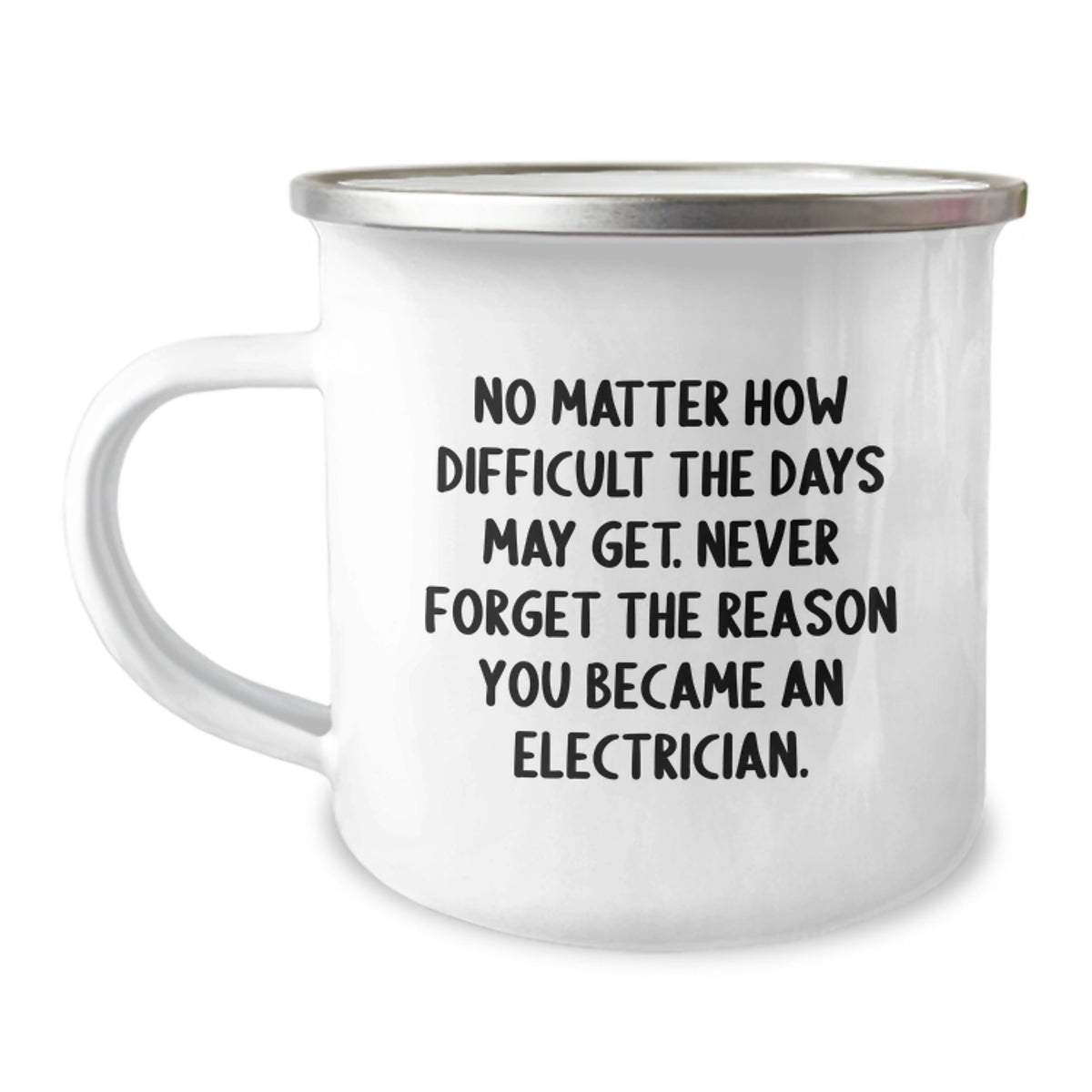 Inspiring Electrician Gifts, Funny Camping Mug for Birthday, 'No Matter How Difficult The Days May Get. Never Forget The Reason You Became An Electrician.' - Gifts from Family to Electrician - Image 1
