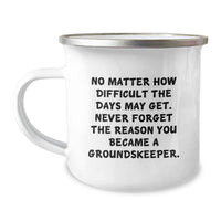 Load image into Gallery viewer, groundskeeper Inspiration Gifts from Friends, Funny Quote Mug for Birthday groundskeeper Men, Women, Coworkers, Family - 12 oz Stainless Steel Camping Mug - Image 1
