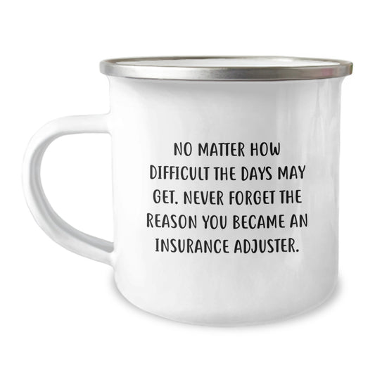 Funny Insurance Adjuster Gifts for Men, Christmas Unique Mugs with Inspirational Quote - 'No Matter How Difficult The Days May Get. Never Forget The Reason You Became An Insurance Adjuster.' - Image 1
