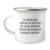 Load image into Gallery viewer, Funny Insurance Adjuster Gifts for Men, Christmas Unique Mugs with Inspirational Quote - 'No Matter How Difficult The Days May Get. Never Forget The Reason You Became An Insurance Adjuster.' - Image 1
