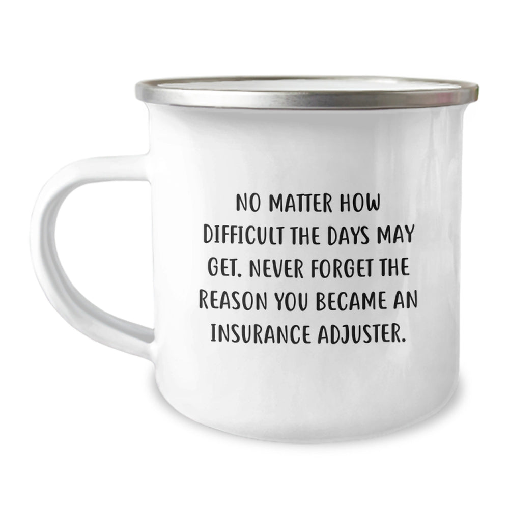 Funny Insurance Adjuster Gifts for Men, Christmas Unique Mugs with Inspirational Quote - 'No Matter How Difficult The Days May Get. Never Forget The Reason You Became An Insurance Adjuster.' - Image 1