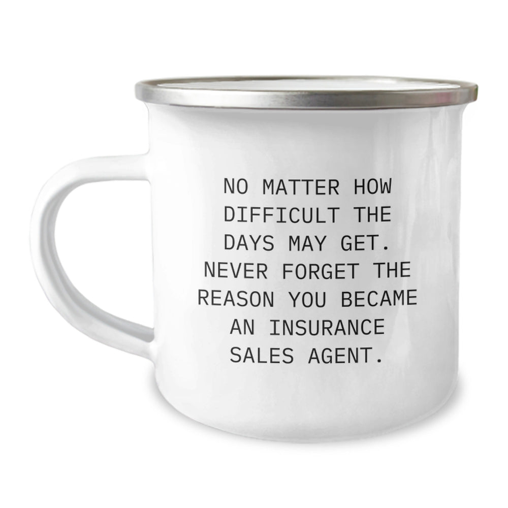 Funny Inspirational Gifts from Men to Insurance Sales Agent Friend Christmas Unique Camping Mugs Never Forget Reason Became, Funny Quote, Ideal Gift for Insurance Sales Agent - Image 1