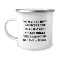 Load image into Gallery viewer, Judge Gifts from Family - Inspirational Camping Mug for Birthday, Quote: &#39;No Matter How Difficult The Days May Get. Never Forget The Reason You Became A Judge.&#39; - Image 1

