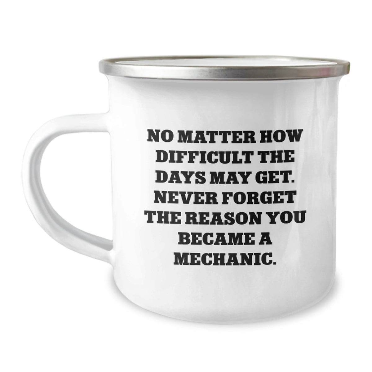 Funny Mechanic Gifts from Friends - Inspirational Camping Mug for Birthday - 'No Matter How Difficult The Days May Get. Never Forget The Reason You Became A Mechanic.' - Image 1