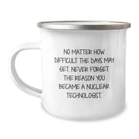 Load image into Gallery viewer, Inspirational Nuclear Technologist Gifts from Friends - &#39;No Matter How Difficult...&#39; Quote on 12 oz Camping Mug for Birthday - Image 1

