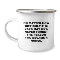Load image into Gallery viewer, Nurse Camping Mug Gifts from Men Women Friends Family - &#39;No Matter How Difficult The Days May Get, Never Forget The Reason You Became A Nurse.&#39; - Image 1
