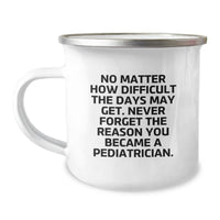 Load image into Gallery viewer, Pediatrician Gifts, Funny Camping Mug, &#39;No Matter How Difficult The Days May Get. Never Forget The Reason You Became A Pediatrician.&#39; Gifts from Family, Gifts for Pediatrician, Birthday Unique Gifts - Image 1
