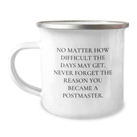 Load image into Gallery viewer, Funny Postmaster Gifts, Camping Mug for Postmaster, &#39;No Matter How Difficult The Days May Get. Never Forget The Reason You Became A Postmaster.&#39; - Image 1
