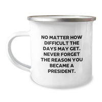 Load image into Gallery viewer, President Gifts, Funny Camping Mug for Him, Inspirational Quote to Never Forget Why You&#39;re a Leader - Gifts from Men - Gifts for President Birthday - Image 1
