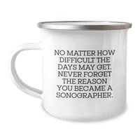Load image into Gallery viewer, Inspiring Sonographer Gifts from Friends, Family, or Coworkers - Funny &#39;Never Forget the Reason You Became a Sonographer&#39; Camping Mug for Birthday - Image 1
