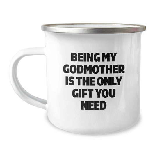Funny Godmother Gifts for Her, Christmas Unique Camping Mugs with 'Being My Godmother Is The Only Gift You Need' Quote, Gifts from Family to Godmother - Image 1