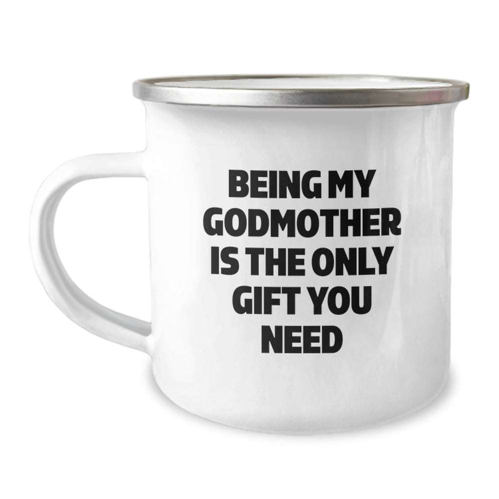 Funny Godmother Gifts for Her, Christmas Unique Camping Mugs with 'Being My Godmother Is The Only Gift You Need' Quote, Gifts from Family to Godmother - Image 1