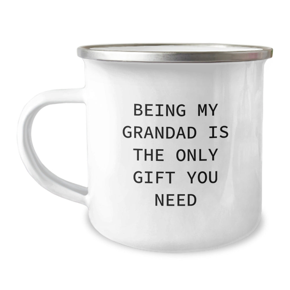 Funny Grandad Gifts Being My Grandad Is The Only Gift He Needs Christmas Camping Mug - Image 1