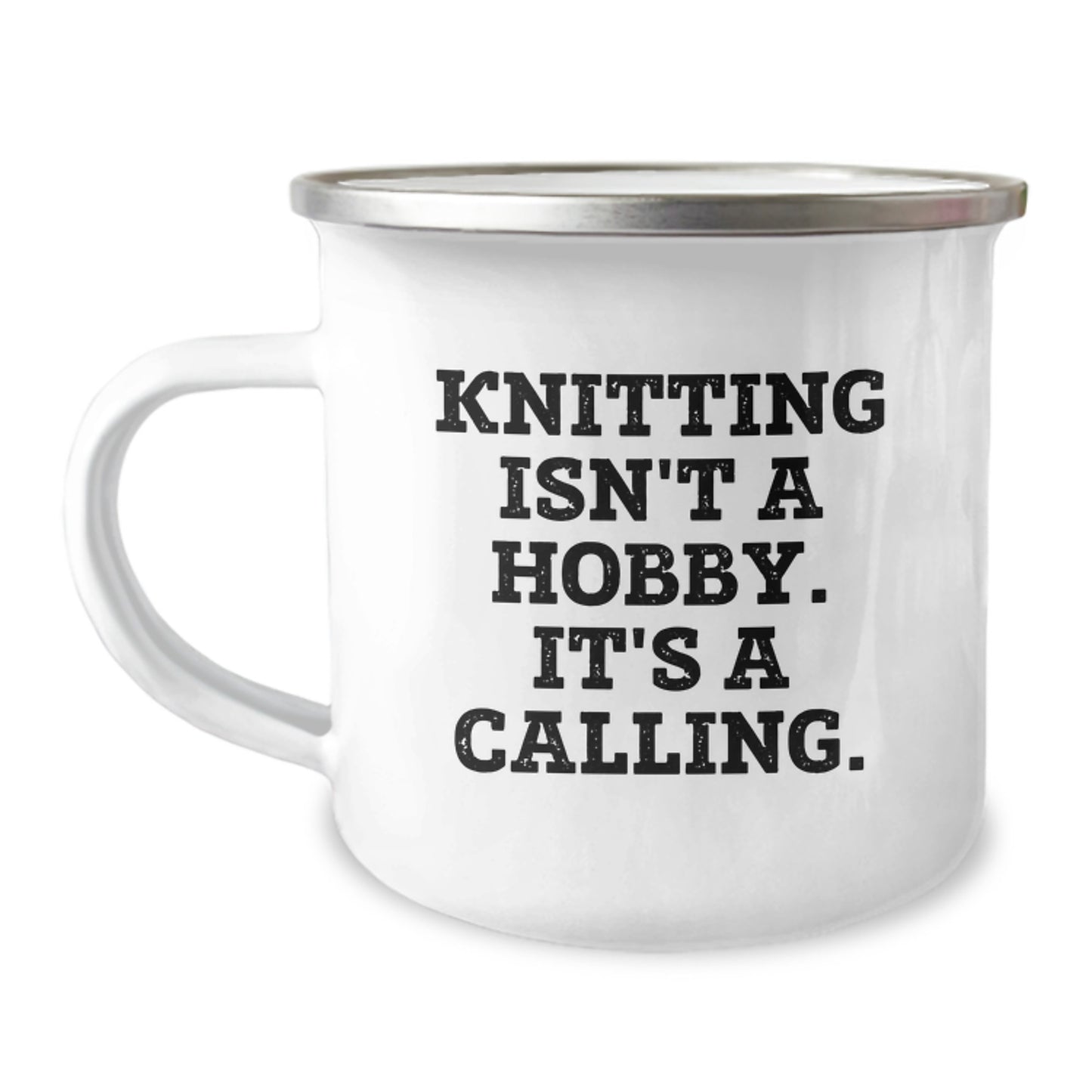 Knitting Gifts for Friends Birthday, Funny Camping Mug 'Knitting Isn't A Hobby. It's A Calling.' Gifts from Family - Image 1