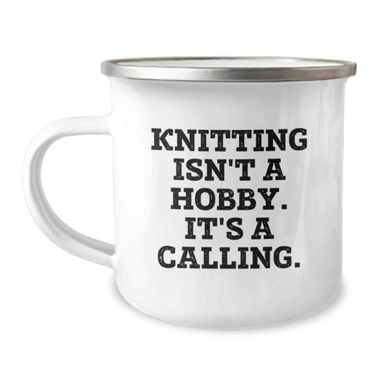 Knitting Gifts for Friends Birthday, Funny Camping Mug 'Knitting Isn't A Hobby. It's A Calling.' Gifts from Family - Image 1